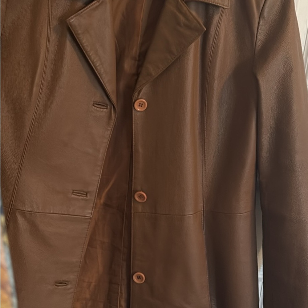 Vintage Brown Leather Coat